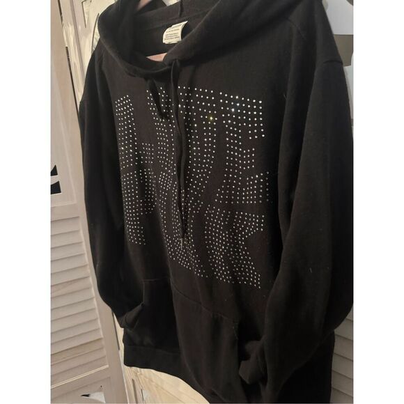 VS pink pullover hooded sweatshirt- hoodie xxl oversized plus black bling - Picture 5 of 9